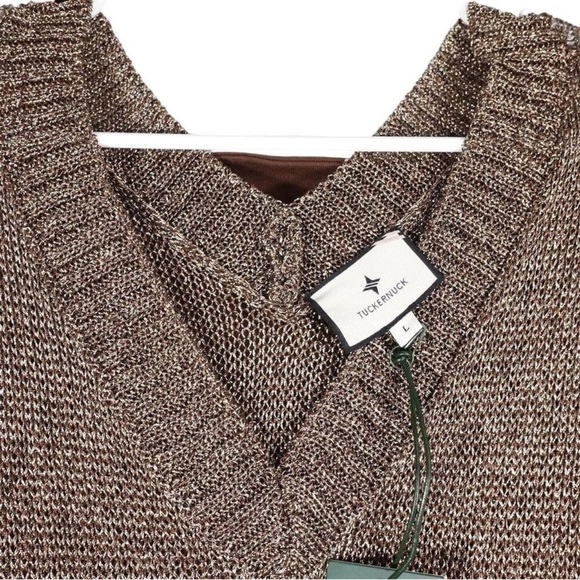 Tuckernuck NEW Bronze Metallic Knit Indie Dress Large - Picture 6 of 15